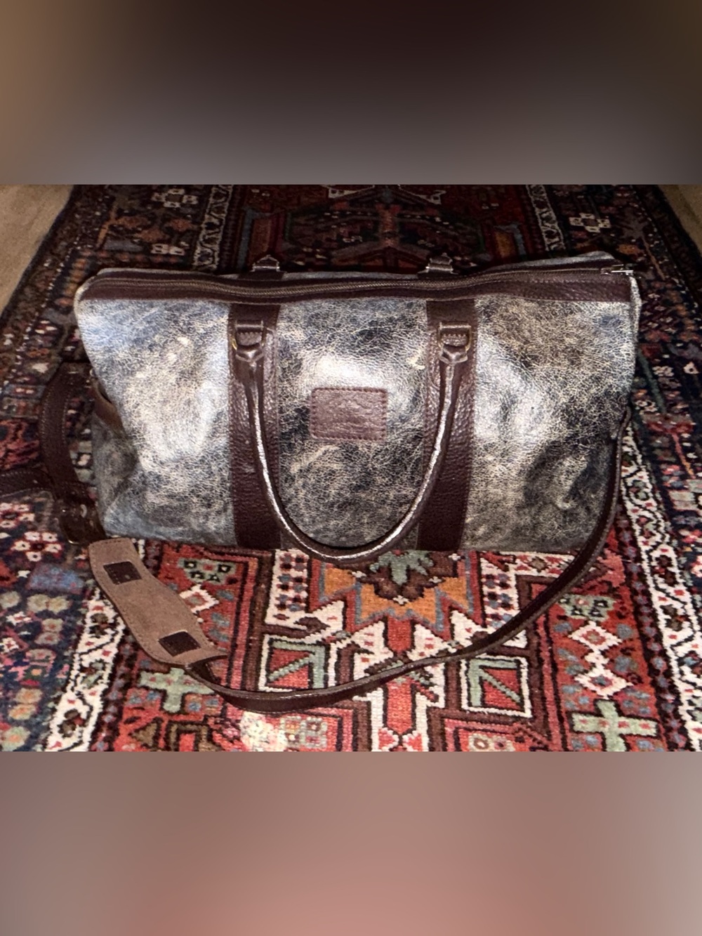 Leather 20” Travel Duffel for Men and Women - Full Grain Cracked Leather Finish